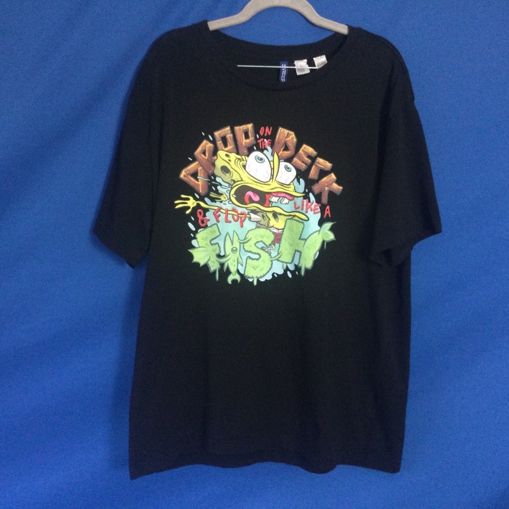 H & M Spongebob XL T-Shirt Graphic Tee Drop ON the Deck